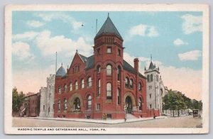 Postal York Pennsylvania Templo Masónico Salón de Getsemaní 1919 - Imagen 1 de 2
