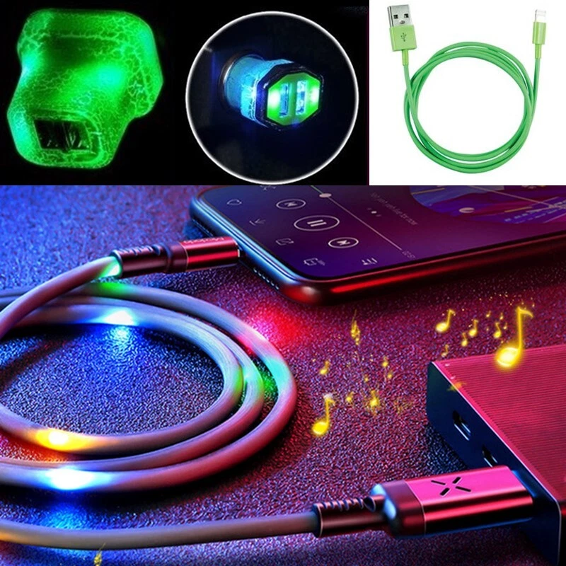 LED Light Up Music Sensitive Charging Charger Cable Phone Cord DJ Disco Dancing - Image 1 of 4