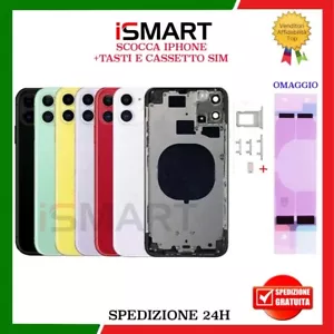 SCOCCA POSTERIORE PER IPHONE 11 VETRO+TELAIO BACK COVER HOUSING GLASS+FRAME - Photo 1/7