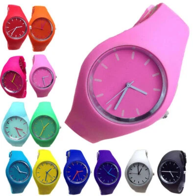 WOMEN LADIES SIMPLE STYLE SOFT JELLY SILICONE QUARTZ SPORT WRIST WATCH - Image 1 of 4