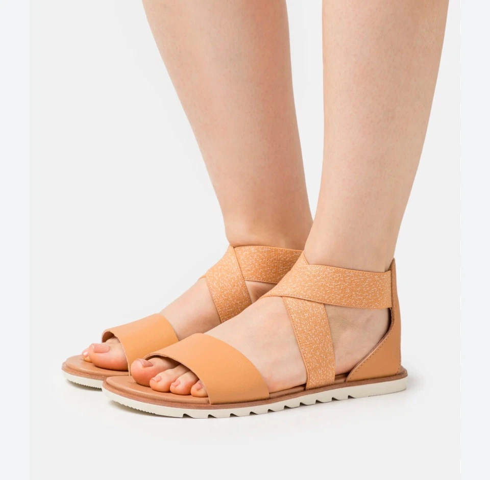 Sorel Ella II Sandals Honest Beige NL4041-246 Elastic Strap Flat Women's 7.5