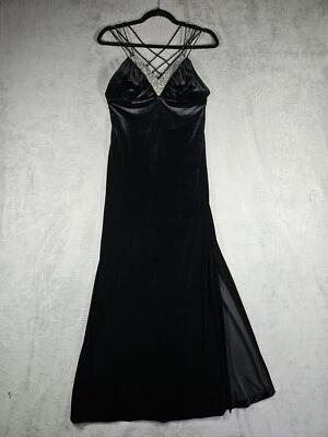 Dave & Johnny By Laura Ryner Black Velvet Beaded Formal Maxi Dress Size 5/6 EUC  - Image 1 of 4