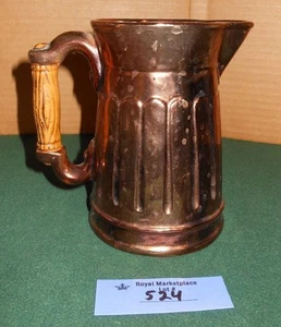 Copper Luster Pitcher Wood Look Handle Numbered Vintage - Picture 1 of 6