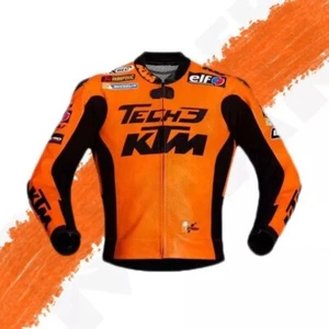 KTM MENS PURE COWHIDE LEATHER MOTORCYCLE MOTORBIKE RACING TOURING LEATHER JACKET - Picture 1 of 6