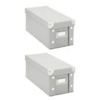 2 Pack CD Storage Boxes, Decorative DVD Holder Cases with Lids, 5.5 x 5.25 x 13