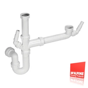 SK1A Sink Waste Kit for 1 and a Half Bowl Kitchen Sink Trap 2 Nozzles - Picture 1 of 4