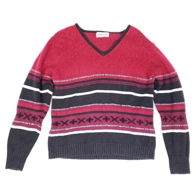 Suéter tejido Cabin Creek Fair Isle para mujer mediano rojo negro boho acogedor Wintercore Foto 1 de 4