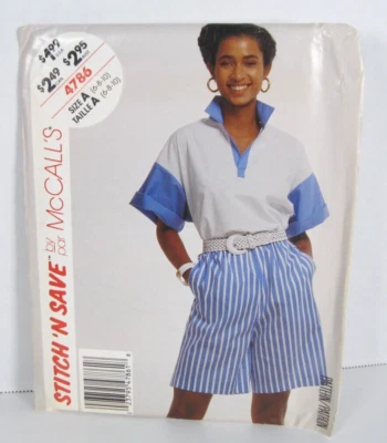 McCall's Stitch 'n Save 4786 Pullover Top & Shorts Misses' 6-10 Pattern Uncut - Image 1 of 2