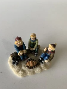 St Nicholas Sq Christmas Village Kids sitting around campfire bonfire Retired - Picture 1 of 2
