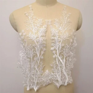 1 paio abito da sposa ricamato floreale pizzo paillettes applique patch orlo - Foto 1 di 9