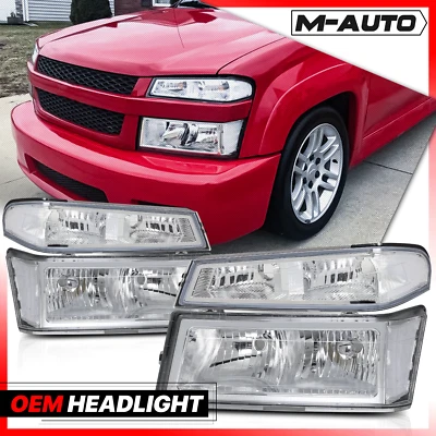Хромированная/прозрачная фара L+R + бампер для 2004–2012 Chevy/GMC Colorado/Canyon - Изображение 1 из 4