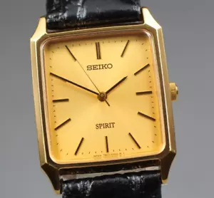 *NEAR MINT* Vintage SEIKO SPIRIT 7N01-5180 Quartz Gold Tank Mens Watch - Picture 1 of 10