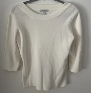 Dressbarn maglione girocollo maniche 3/4 colore avorio top donna taglia L - Foto 1 di 8
