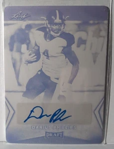2018 Leaf Draft Football Retail Black Plate Auto Darius Phillips 1/1 - Picture 1 of 2