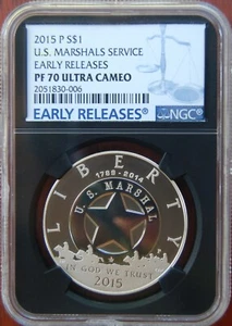 2015 P Silver US Marshals Service Proof Dollar NGC PF70 Ultra Cam Early Release - Picture 1 of 2