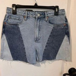 BLANKNYC Women's High-Rise Patchwork Denim Shorts Blue Size 29 NWT - Afbeelding 1 van 9