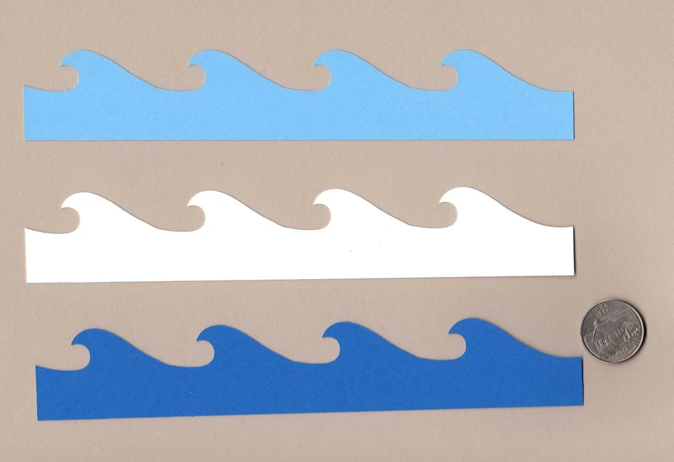 Wave Die Cuts, 10 шт., 8 дюймов x 1-3/8 дюйма пляжные штамповки - океанские штамповки - бордюры штамповки - Изображение 1 из 1