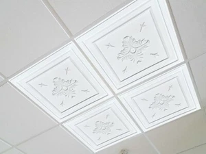 Sistema de rejilla, goteo 24"" x 24", PVC, tejas suspendidas, blanco barroco - Imagen 1 de 4