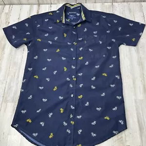 Geometrix NY camicia uomo taglia S blu navy bicicletta scamosciata vestibilità regolare bottoni SS - Foto 1 di 6