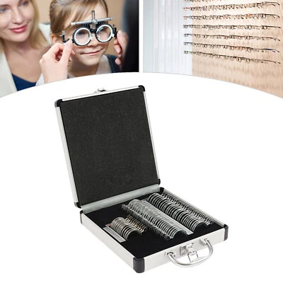 Juego de lentes ópticas de prueba 68 piezas kit de optometría borde de metal con caja de aluminio estuche de lentes Foto 1 de 4