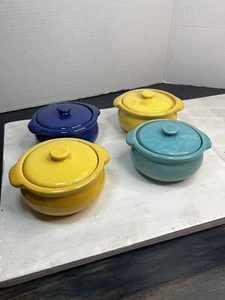 (4) Vintage Red Wing Gypsy Trail : 5" Individual Covered Casseroles Fiestaware - Picture 1 of 19