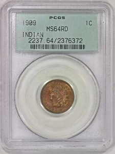 1909 1c Indian Cent PCGS MS64RD Old Green Holder OGH - Picture 1 of 6