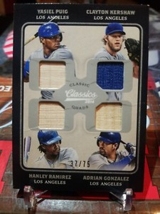 CLAYTON KERSHAW PANINI CLASSICS QUADS GONZALEZ RAMIREZ PUIG /75 JERSEY PATCH BAT