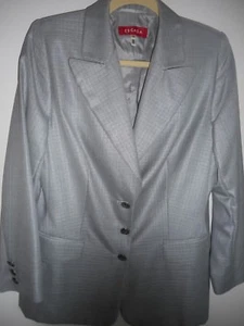 ESCADA Skirt Jacket Suit Size 8 38 Gray Silver White Wool Silk Vintage 1990s - Picture 1 of 11