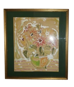 Vintage Original Expressionist Still Life Painting Mixed Media Signed - Picture 1 of 5