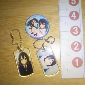 A72859 K-ON !! Kyoto Animation keychain + Can badge Mio & Azusa - Picture 1 of 4