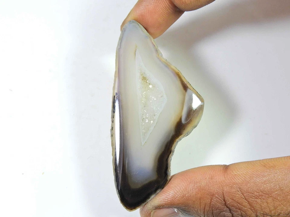 84Cts. Ágata druzy negra teñida elegante cabujón de cristal piedra preciosa suelta 32X63MM G506 Foto 1 de 4