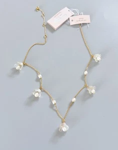 100% Authentic Kate Spade NY Freshwater Pearl & Iridescent Flower Necklace $128 - Picture 1 of 8