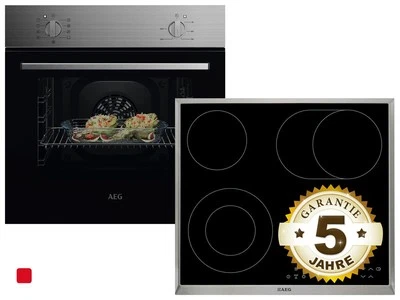 AEG AB02B Set Backofen NBU5A10CM + Glaskeramikkochfeld HK634060XB - Bild 1 von 4