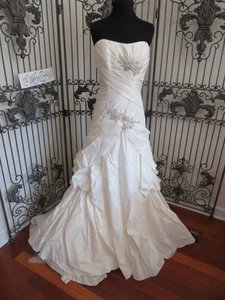 508W ALFRED ANGELO SAPPHIRE 852C SZ 12 DIA WHITE SIL FORMAL WEDDING DRESS GOWN - Picture 1 of 23