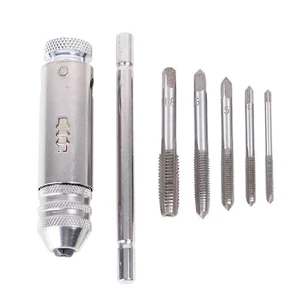 5tlg M3-M8 Handgewindebohrer Set Gewindestopfen Gewindebohrer Halter Schraubenschlüssel Set verstellbar - Bild 1 von 10