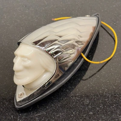 Indian Head Motorcycle Fender Light, Incandescent Face Illuminated Chrome Finish - Image 1 of 4