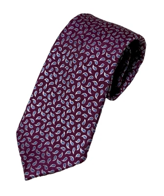 ROUNDREE & YORKE Purple Color w / paisley Silk print men's tie ex.c Foto 1 de 4