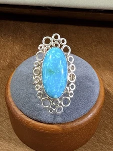 925, Sterling Silver DTR, Desert Rose Trading Statement Turquoise Ring Sise 10.5 - Picture 1 of 10