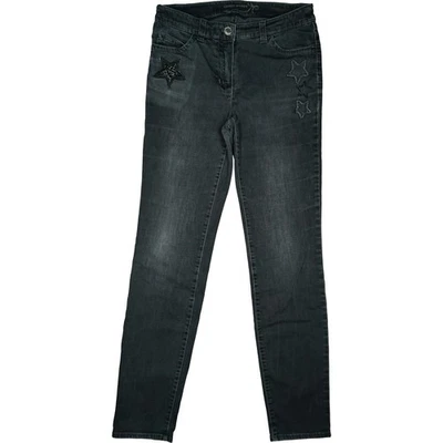 GERRY WEBER 38 L30 Jeans Hose Grau Damen Skinny Slim mid Rise Stretch Sterne W29 - Bild 1 von 4