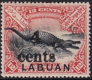NORTH BORNEO - Labuan EDVII SG131, 4c on 8c, Mounted MINT. Cat £25. - Picture 1 of 2
