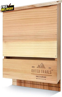 Casa de murciélagos al aire libre hábitat madera de cedro natural 3 cámaras Foto 1 de 4