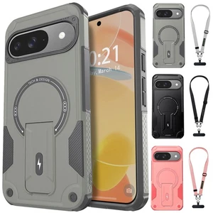 For Google Pixel 9/9 Pro/9 Pro XL Kickstand Magnetic Hard Case Cover And Lanyard - Picture 1 of 39
