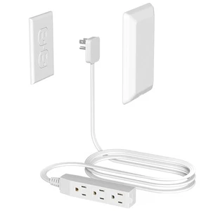Flat Plug Power Strip Wall Outlet, 3 AC Outlets, Ultra Thin Extension Cord, M... - Picture 1 of 8