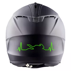 2er Set Bike Aufkleber Herzschlag Neon Grün 12x3cm Motorrad Auto Helm K158 - Bild 1 von 7
