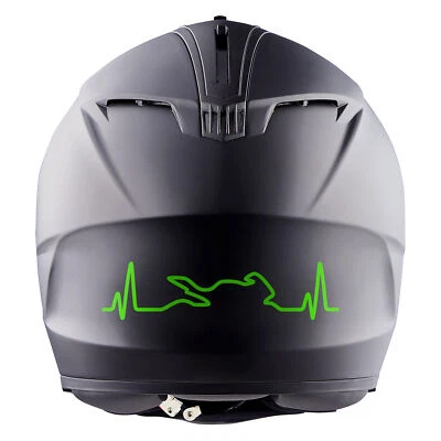 2er Set Bike Aufkleber Herzschlag Neon Grün 12x3cm Motorrad Auto Helm K158 - Bild 1 von 4