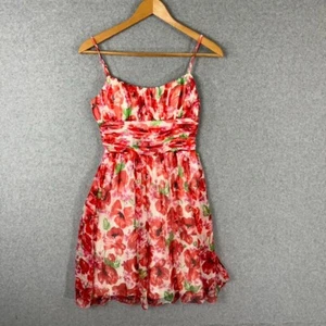 Boston Proper Silk Floral Red Dress Size 2 - Picture 1 of 8