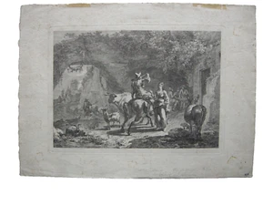Nicolaes Berchem (1620-1683) Rast vor der Schenke Orig. Radierung 1660 - Picture 1 of 6