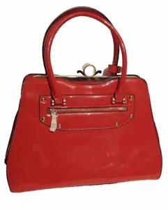 Damen Bolsa Rot Handtasche Kunstleder Vegan Abend Polyester Handtasche 14”X15” - Bild 1 von 9