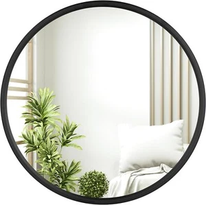 UK Large Round Wall Mirror Bathroom Bedroom Makeup Dressing Circle Mirror Black - Picture 1 of 13