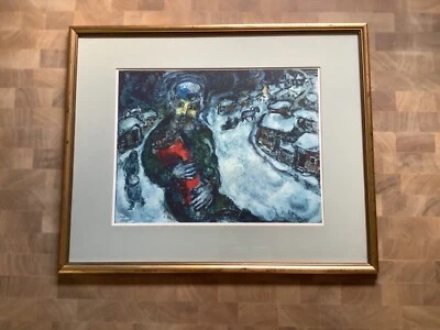 Marc Chagall Lithographie Le Vieux du Village Der alte im Dorf hi Glas gerahmt - Bild 1 von 4